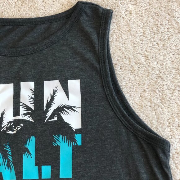 NWOT Shein Women's Sun Salt Sand Palm Tropical Tank Top Tee - Picture 3 of 10